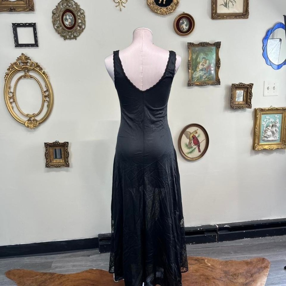 Vintage Y2K Black Lace Sheer Slip Dress – Goth Lingerie Maxi Grunge Fairy - Picture 4 of 8